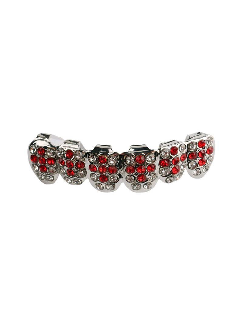 Red Zircon Silver Plated Teeth Braces