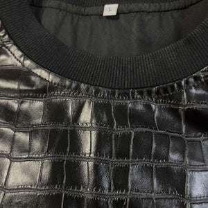 Men's Black Crocodile Leather Sweatshirt
