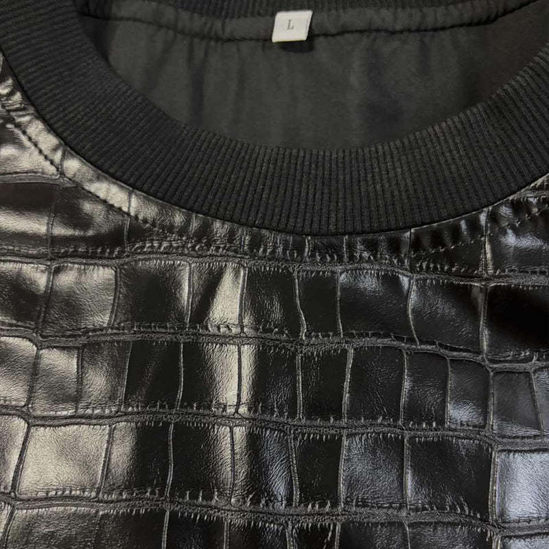 Schwarzes Herren-Sweatshirt aus Krokodilleder