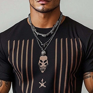 Men's Retro Striped Crew Neck Short Sleeve T-Shirt