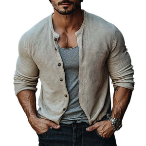 Einreihiges Langarmhemd mit Waffelmuster für Herren