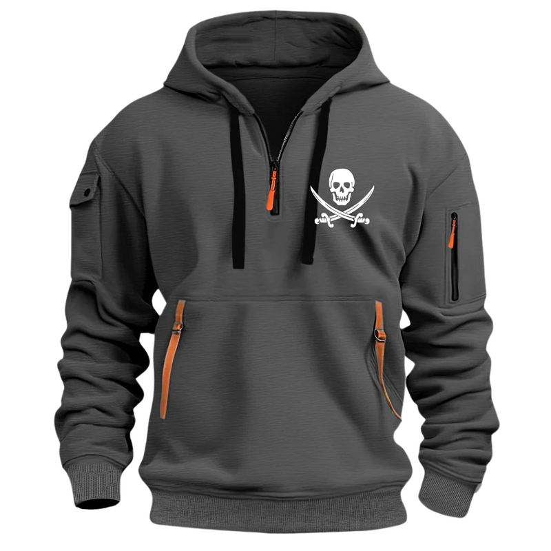 SKULL ARM POCKET ZIPPER HOODIE