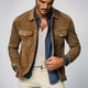 Herren Frühling und Herbst Basic Braun Wildleder Langarmhemd