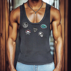 Herren Retro Trend Rock Strick Tank Top
