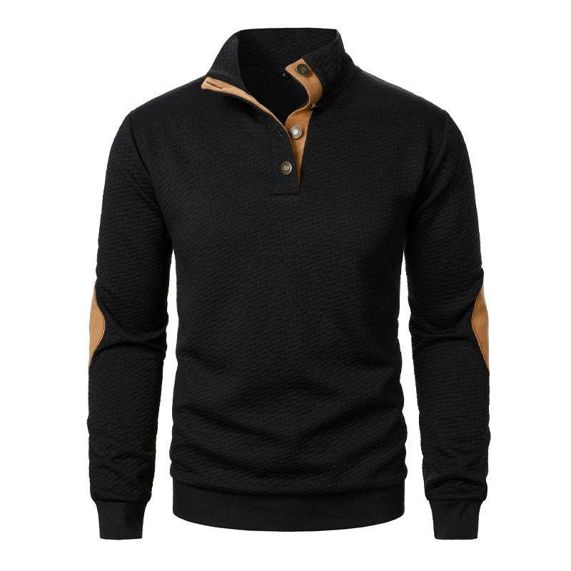 Lässiges Jacquard-Sweatshirt mit Stehkragen und Colorblock für Herren