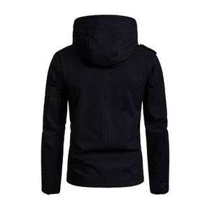 Lässige Herren-Cargojacke aus gewaschener Baumwolle mit Patchwork-Kapuze und schmaler Passform 