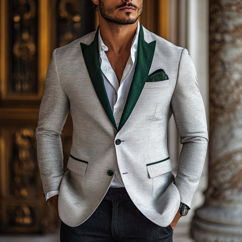 Herren-Blazer aus kontrastierendem Samt aus Baumwolle und Leinen 