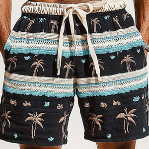 Men's Woven Patchwork Embroidery Casual Sports Shorts