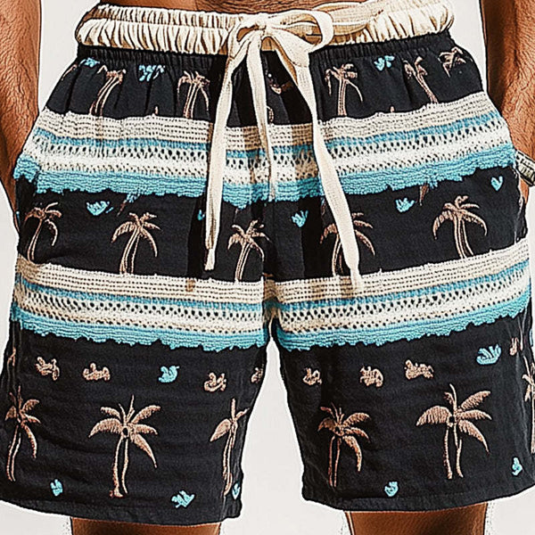 Lässige Sportshorts für Herren mit gewebter Patchwork-Stickerei