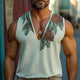 Men's V-neck Printed Casual Vest