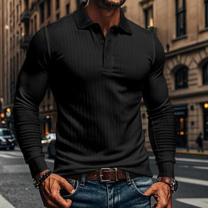 Lässiges elastisches Langarm-POLO-Shirt für Herren