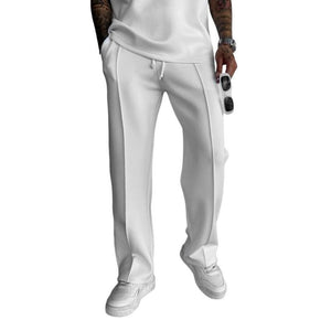 Einfarbige, gerade Freizeithose für Herren mit elastischer Taille