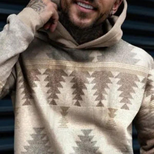 Herren-Hoodie im Retro-Stil mit geometrischem Print im Ethno-Stil