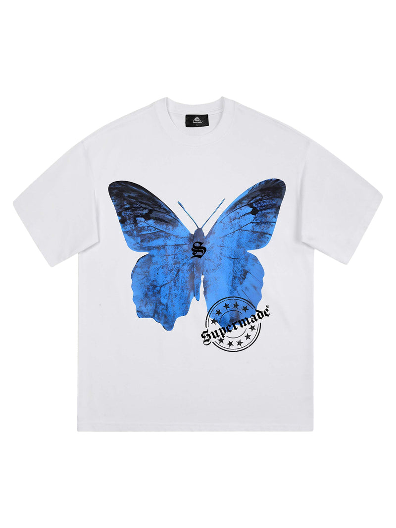 Street Hip-Hop Butterfly Stamp T-shirt