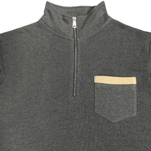 Men's Casual Half Zip Collar Chest Pocket Long Sleeve Sweatshirt