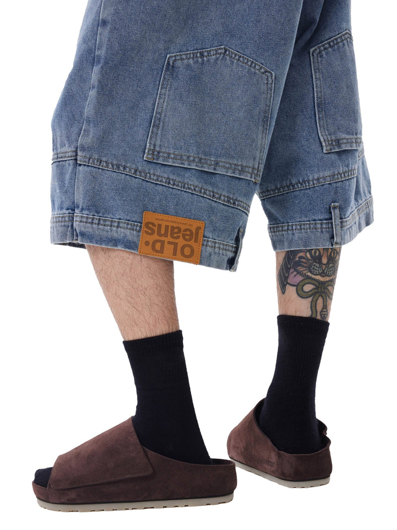 Retro Reverse Design Washed Denim Jorts