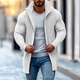 Modischer Herren-Strickpullover mit Stehkragen, einfarbig, gestreift, langen Ärmeln und mittlerer Länge