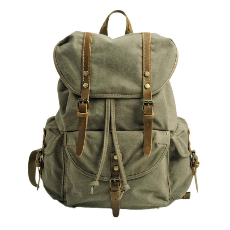 Men's Retro Outdoor Large Capacity Multi-Pocket Canvas Backpack