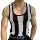 Lässiges Herren-Strick-Tanktop mit Kontraststreifen und U-Ausschnitt in Slim Fit