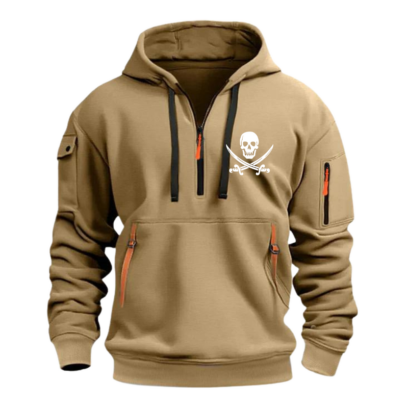 SKULL ARM POCKET ZIPPER HOODIE