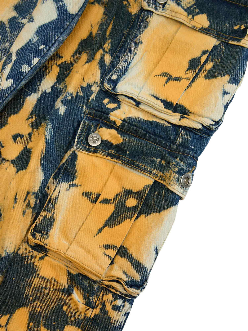 Tie-dye Waste Style Camouflage Cargo Jeans