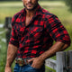 Men's Retro Red Plaid Long Sleeve Shirt