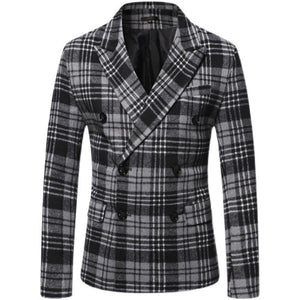 Men's Autumn And Winter Lapel Thickened Plaid Blazer