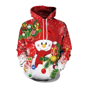 Men's Christmas Print Graffiti Casual Hoodie