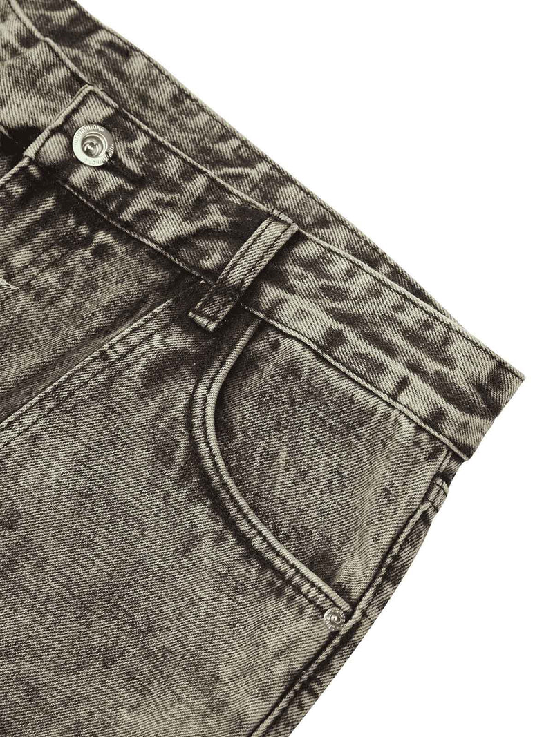 American Street Style Washed Distressed Work Jeans