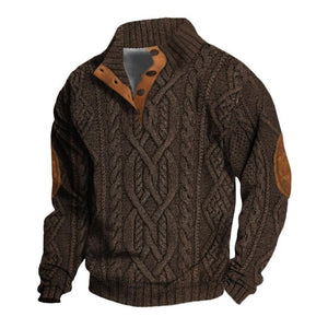 Herren-Strickpullover mit Zopfmuster und Stehkragen im Vintage-Stil