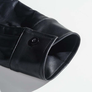 Klassisches, lässiges Slim Fit-Langarmhemd aus Leder für Herren