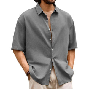 Men's Casual Solid Hawaiian Short Sleeve Shirt