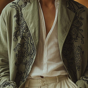 Herren-Western-Vintage-Hemdmantel mit Stickerei