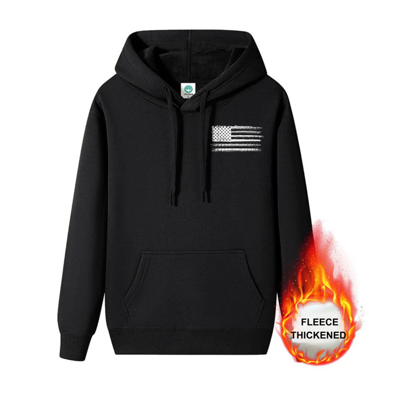 FLEECE THICKENED COTTON FLAG HOODIE WITH THICK VELVET FOR WARMTH