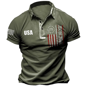 1776 Poloshirt mit Raglan-Grafik und USA-Flaggendruck