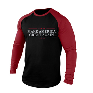 MAKE AMERICA GREAT AGAIN Langarm-T-Shirt aus 100 % Baumwolle mit Raglan-Grafik