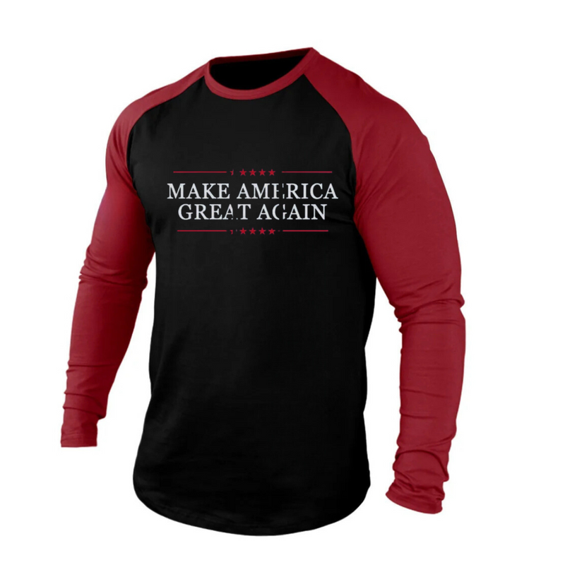 MAKE AMERICA GREAT AGAIN 100% COTTON RAGLAN GRAPHIC LONG SLEEVE T-SHIRT