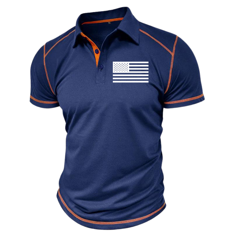 USA FLAG  POLO SHIRT WITH FLIP COLLAR