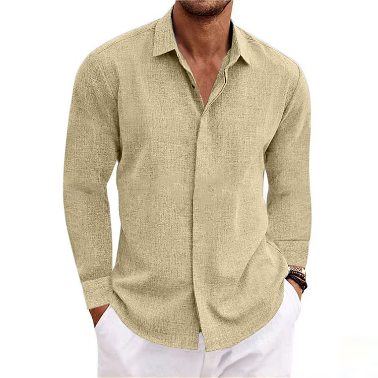 Men's Cotton Linen Lapel Casual Shirt