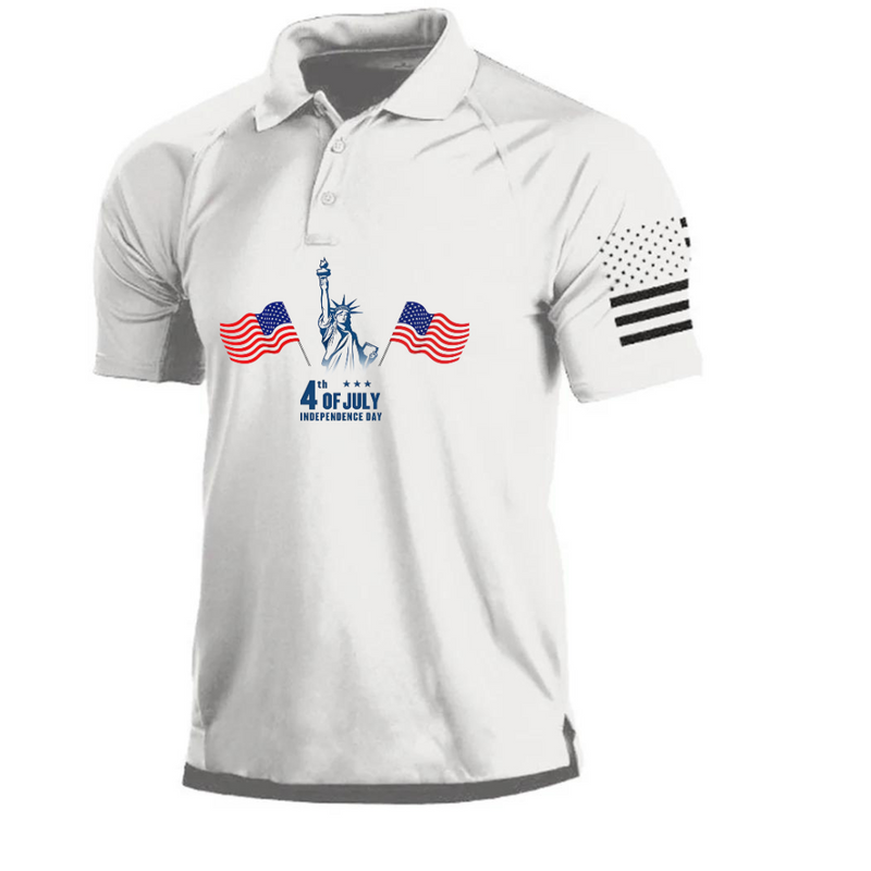 USA INDEPENDENCE DAY RAGLAN GRAPHIC POLO SHIRT