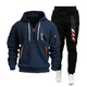 USA FLAG SPORTS HOODIE SET MEN'S MULTI POCKET ZIPPER HOODED SWEATSHIRT SPORTS SUIT SET