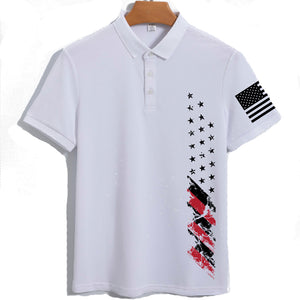 Schnelltrocknendes Poloshirt für Herren mit USA-Flaggen-Print für den Außenbereich, Sonnenschutz (LSF 40+)