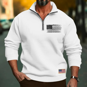 USA FLAGGE HERREN CASUAL SPORT KRAGEN LOCKER REISSVERSCHLUSS SWEATERSHIRT