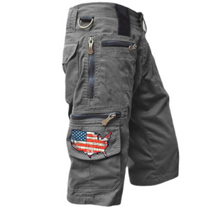 USA FLAG Herren-Cargo-Shorts aus Baumwolle mit geradem Bein und verkürzter Passform