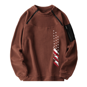 Taktischer Kapuzenpullover mit USA-Flagge und Stehkragen für Herren