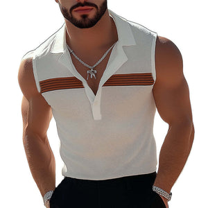 Herren Sommermode Polokragen Strukturiertes Tanktop