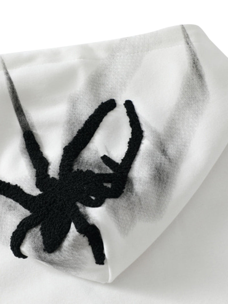 Flocked Spider Hooded Sweatshirt