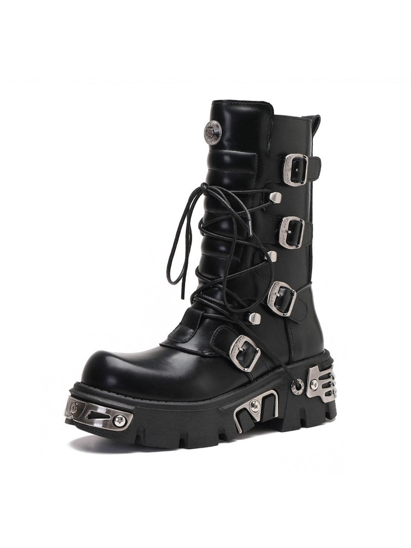 Metal Punk Style Workwear Platform Boots