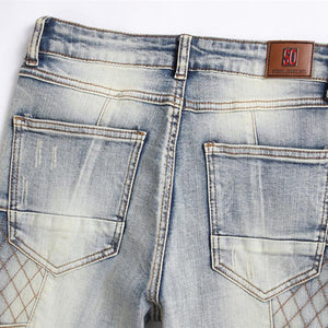 Zerrissene Stretchjeans im Punk-Patchwork-Stil für Herren