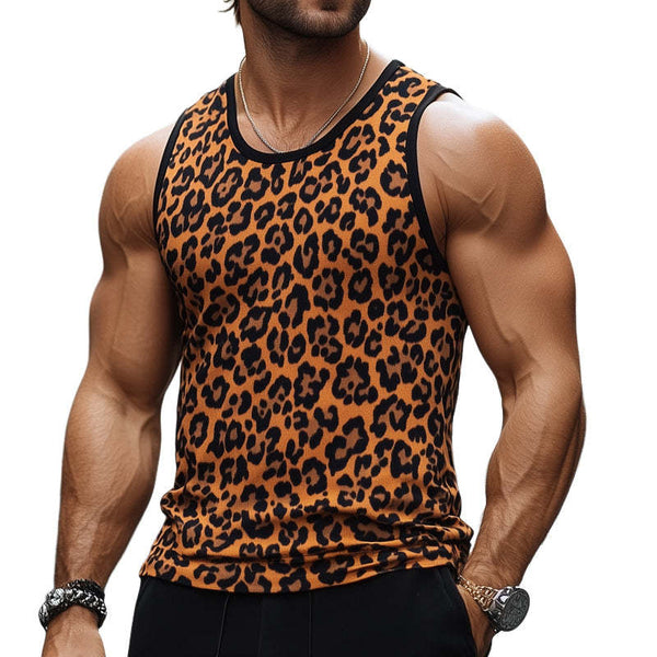 Men's Skin-friendly Breathable V-neck Retro Leopard Print Tank ToP